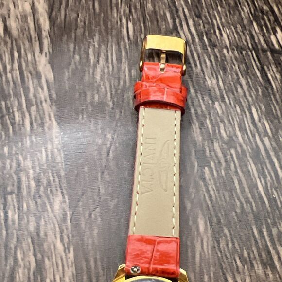 I Love Lucy Lucille Ball Watch Women 31mm Gold Tone Red Leather Band New Battery - Picture 10 of 11